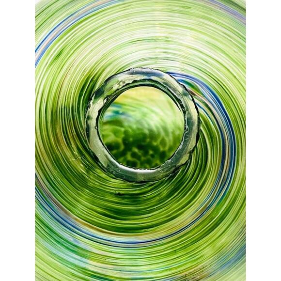 Vintage Murano Hand Blown Green, Blue, & Brown Swirl Glass Vase-EXCELLENT - Picture 5 of 5